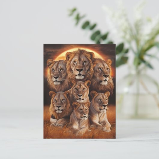 夜の轟音:月の光の中のライオン ポストカード (スタンド正面)