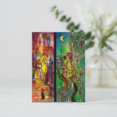 夜の通りとグリーンフェアリー インビテーションポストカード (スタンド正面)