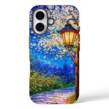 夜の通りとランタン