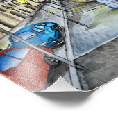 夜の通りプラハ，水色 フォトプリント            (角)