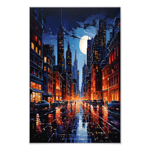 夜の都市の鮮やかな景観アーバンアート フォトプリント