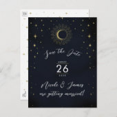 夜の金ゴールド天体日が差すこと写真の日付を保存 案内ポストカード (正面/裏面)