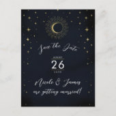 夜の金ゴールド天体日が差すこと写真の日付を保存 案内ポストカード (正面)