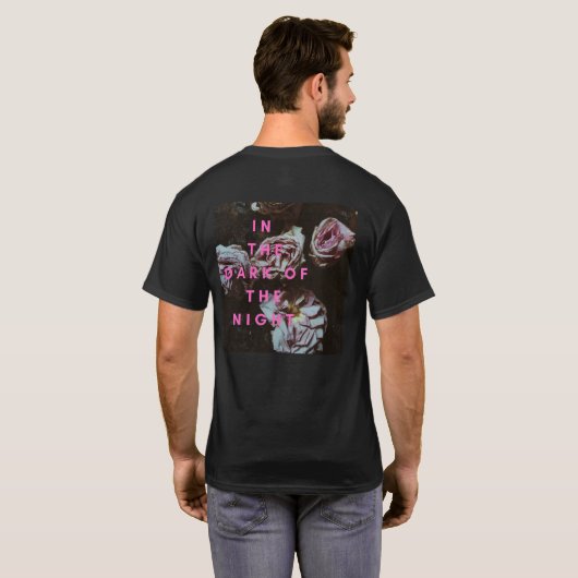 夜の闇に咲くバラTシャツ Tシャツ (裏面フル)
