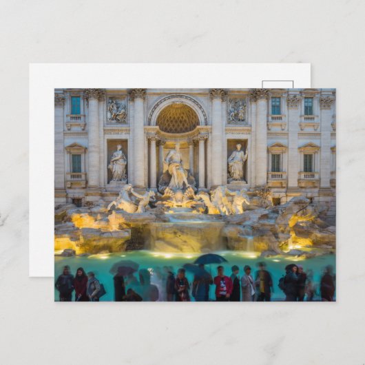 夜の雨のトレヴィの泉、ローマ、イタリア ポストカード (正面/裏面)
