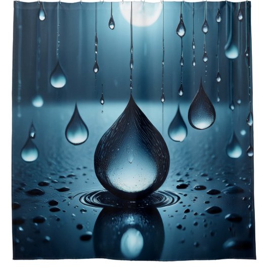 夜の雨 シャワーカーテン (正面)
