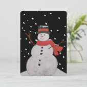 夜の雪の中で幸せな雪だるま。 シーズンカード (スタンド正面)