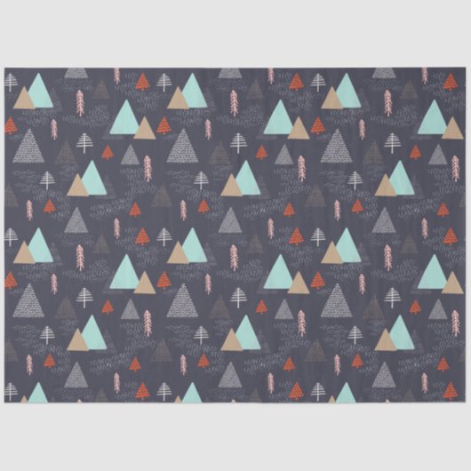 夜の雪の中の常緑樹 薄葉紙 (正面)