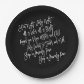 夜の静かクリスマスカロル歌詞ホワイトブラック ペーパープレート (正面)