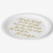 夜の静かクリスマスカロル歌詞金ゴールド白 ペーパープレート (アングル)