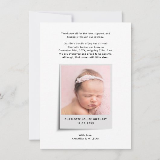 夜の静かクリスマス写真の誕生のお知らせ (裏面)