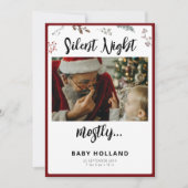 夜の静かクリスマス写真の誕生のお知らせ シーズンカード (正面)