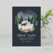 夜の静かムース冬の夜の森のクリスマス 箔シーズンカード (立ち正面)