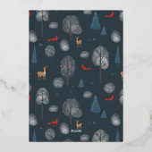 夜の静かムース冬の夜の森のクリスマス 箔シーズンカード (裏面)