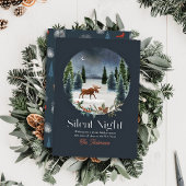 夜の静かムース冬の夜の森のクリスマス 箔シーズンカード