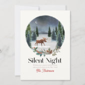 夜の静かムース冬の風景クリスマス シーズンカード (正面)