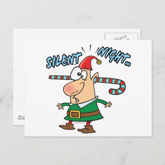 夜の静か小妖精や小人耳キャンディの杖のユーモア詰まった ポストカード (正面/裏面)