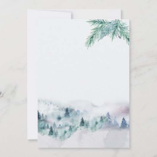 夜の静か新しいホームウォーターカラーフォレスト移動 案内状 (裏面)