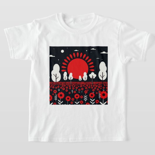 夜の風景と畑 Tシャツ (レイダウン)