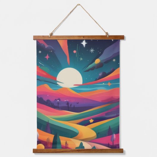 夜の風景のイラスト 吊り下げ型タペストリー (正面)