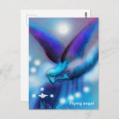 夜の飛行する天使のアート ポストカード (正面/裏面)