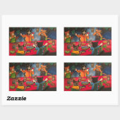 夜の饗応家族の猫 長方形シール (シート)