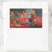 夜の饗応家族の猫 長方形シール (バッグ)