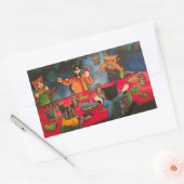 夜の饗応家族の猫 長方形シール (封筒)