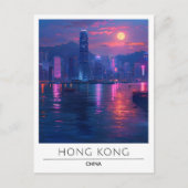 夜の香港中国旅行 ポストカード (正面)