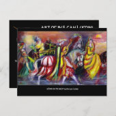 夜の馬のライダーファンタジー インビテーションポストカード (正面/裏面)