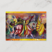 夜の馬のライダー明るい黄色の金ゴールドきらめき 名刺 (裏面)