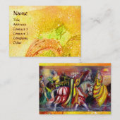 夜の馬のライダー明るい黄色の金ゴールドきらめき 名刺 (正面/裏面)