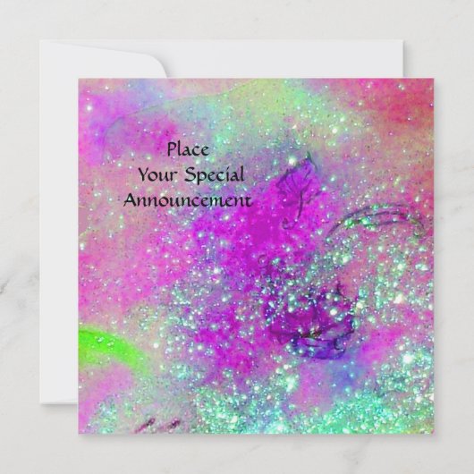 夜の馬乗りにピンクと紫と青のスパークル 招待状 (裏面)