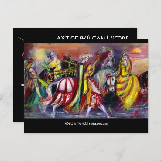 夜の騎手 ファンタジー インビテーションポストカード (正面/裏面)