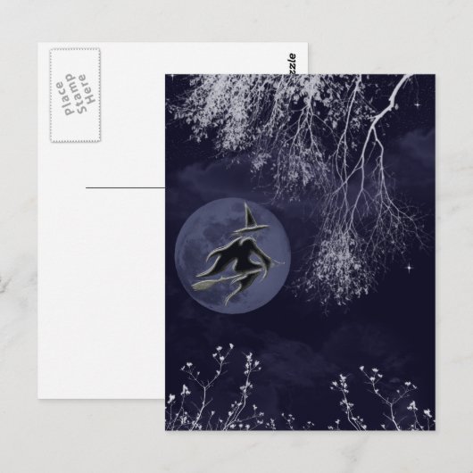 夜の魔女と月 ポストカード (正面/裏面)