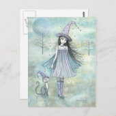 夜の魔女の猫はがきを楽しむ ポストカード (正面/裏面)