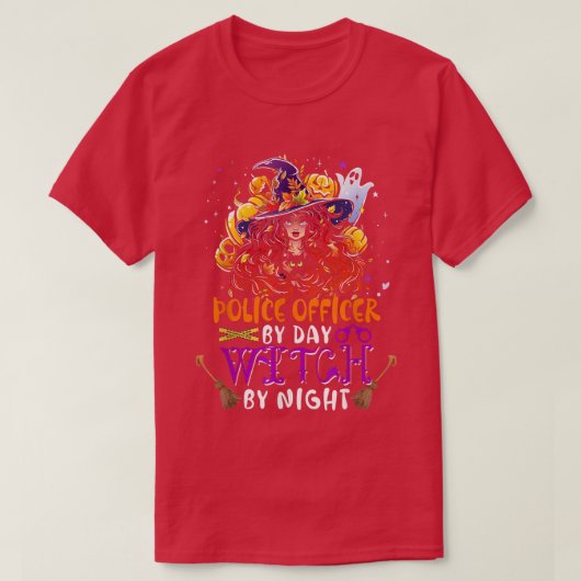 夜の魔女Wで昼の魔女おもしろい警官 Tシャツ (デザイン正面)