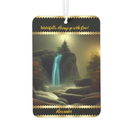 夜の魔法の滝、ユニークな カーエアーフレッシュナー (裏面)