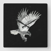 夜の鷹 スクエア壁時計 (正面)