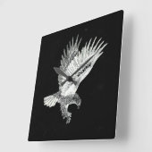 夜の鷹 スクエア壁時計 (傾斜)