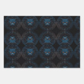 夜の黄色い目で美しい青いヒョウ ラッピングペーパーシート (正面)