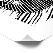 夜の黒と白の遠吠えするハスキー - リノカット ポスター (コーナー)