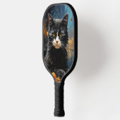 夜の黒猫とカフェテラス ピックルボールラケット (左)