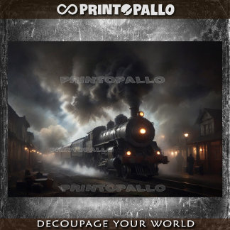 夜の19世紀の蒸気列車 –  薄葉紙