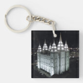 夜のLDSソルト・レーク・シティの寺院 キーホルダー (正面)