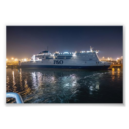 夜のP&O ハルルートの誇りフェリー フォトプリント            (正面)