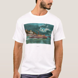 夜のYerba Buenaの島の灯台の眺め Tシャツ