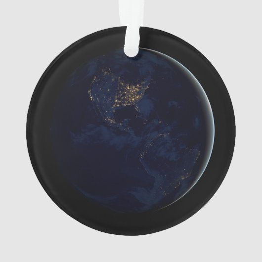 夜はアメリカのシティライトと完全な地球 オーナメント (裏面)
