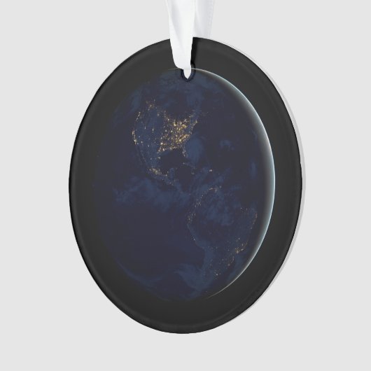 夜はアメリカのシティライトと完全な地球 オーナメント (正面)