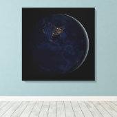 夜はアメリカのシティライトと完全な地球 キャンバスプリント (インサイチュ (ウッドフロア))